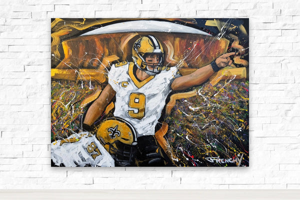 Drew Brees Ring of Honor, original painting by Frenchy, 30 x 40 in, acrylic on canvas